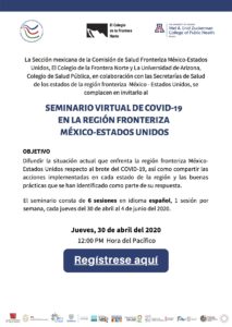 Compartirán especialistas la situación fronteriza respecto al COVID-19