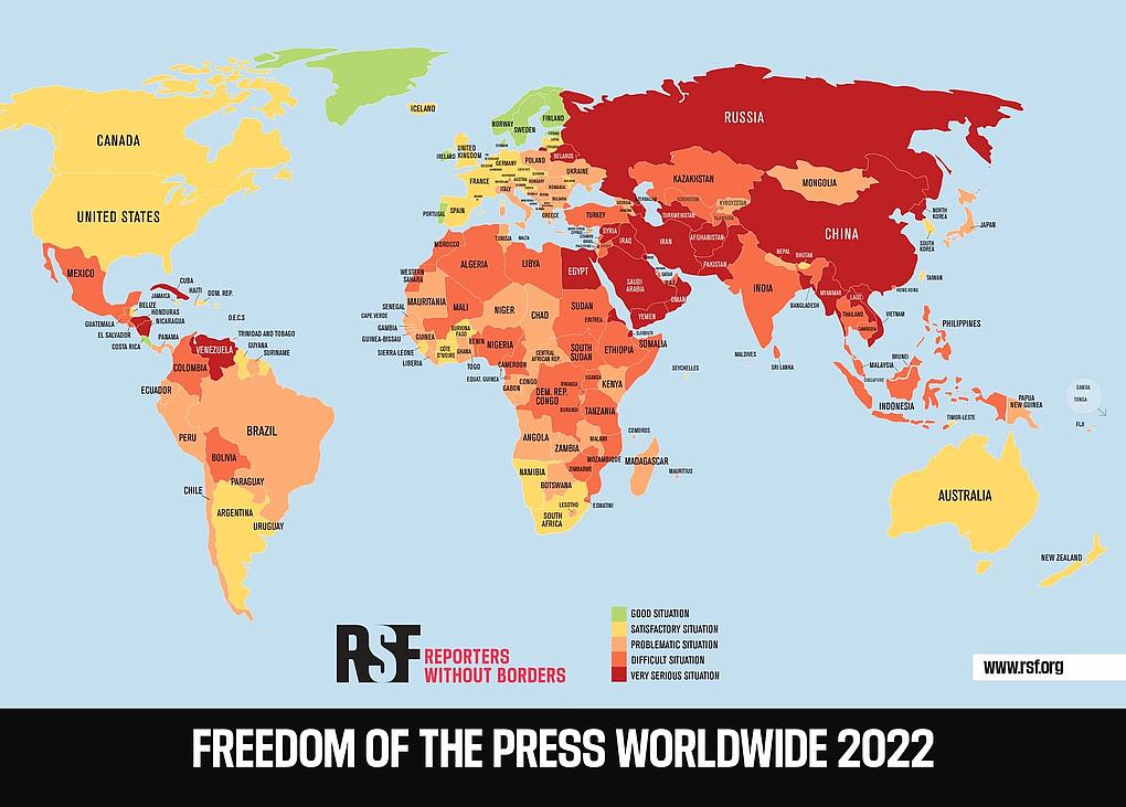 Mapa Libertad de prensa en el mundo